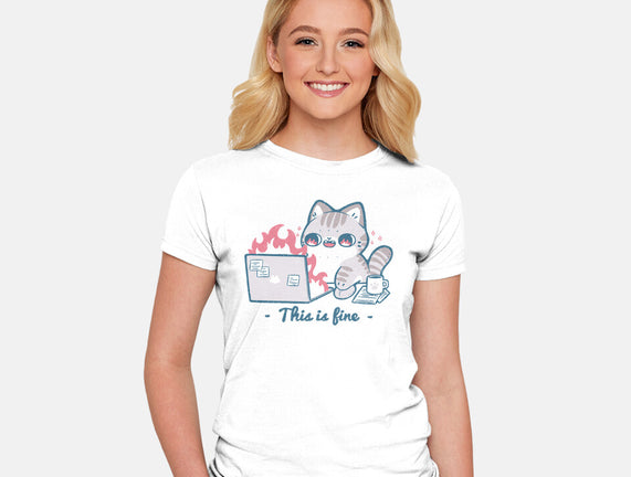 This Is Fine Cat Working