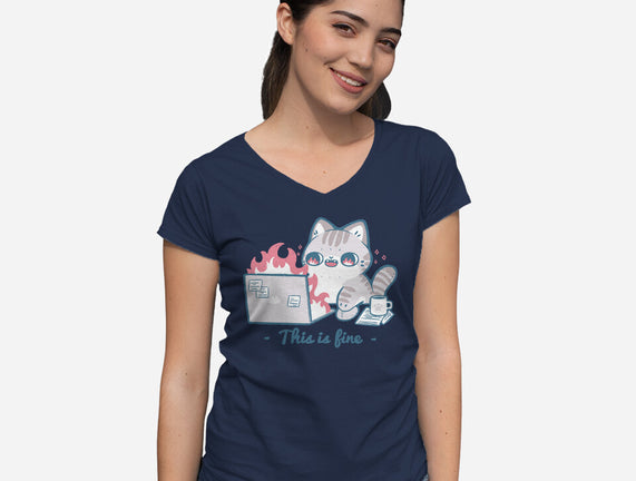 This Is Fine Cat Working