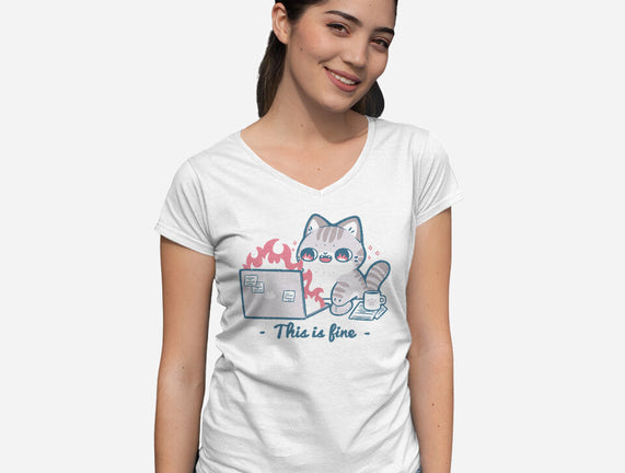 This Is Fine Cat Working