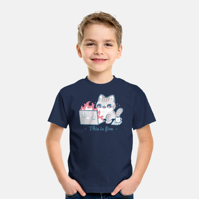 This Is Fine Cat Working-Youth-Basic-Tee-xMorfina
