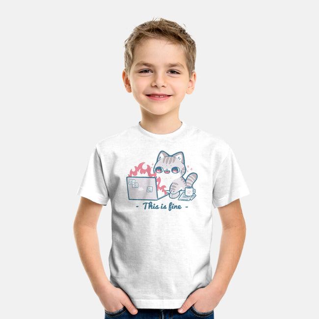 This Is Fine Cat Working-Youth-Basic-Tee-xMorfina
