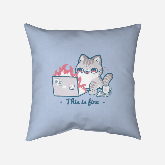This Is Fine Cat Working-None-Removable Cover w Insert-Throw Pillow-xMorfina