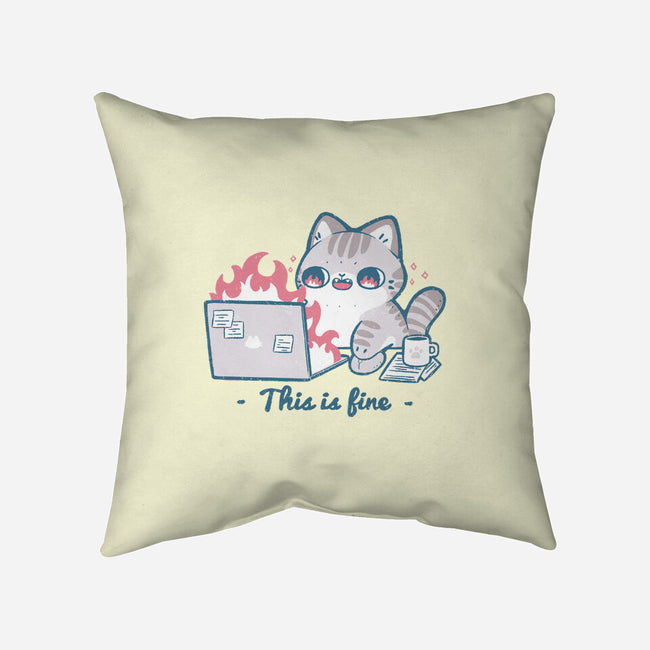 This Is Fine Cat Working-None-Removable Cover w Insert-Throw Pillow-xMorfina
