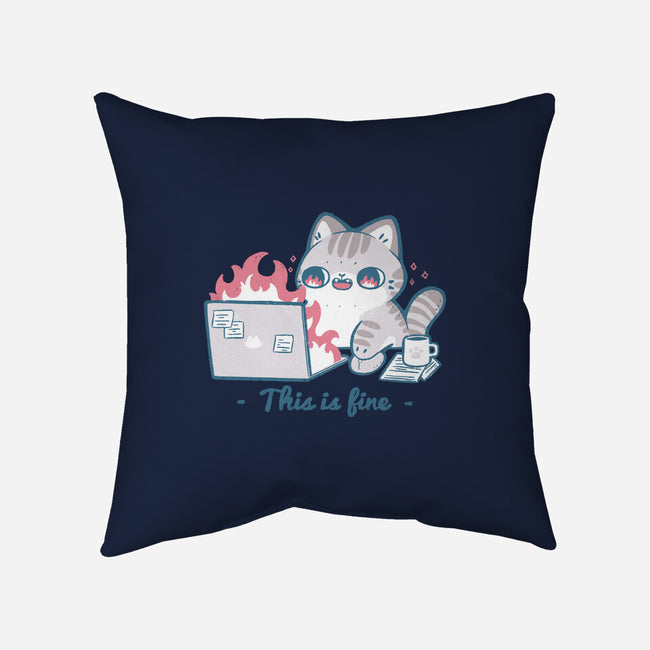 This Is Fine Cat Working-None-Removable Cover w Insert-Throw Pillow-xMorfina