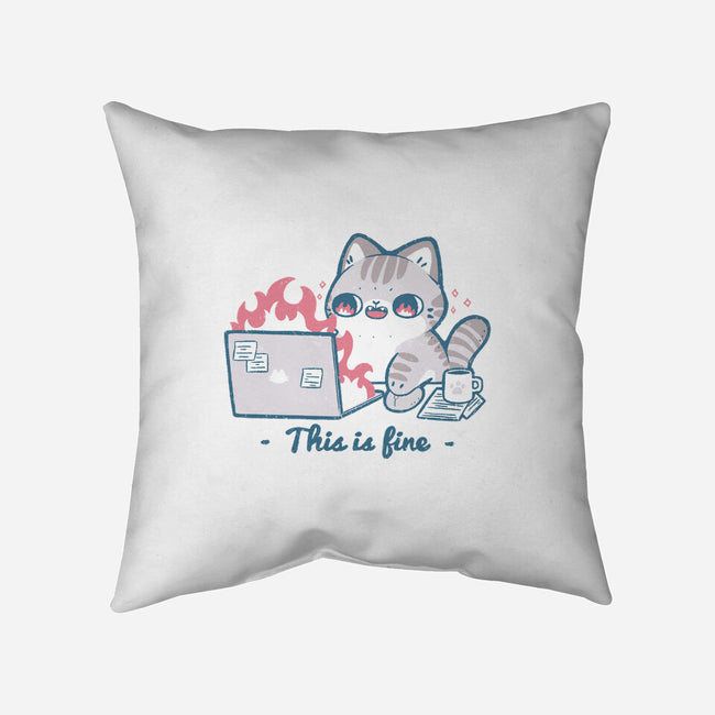 This Is Fine Cat Working-None-Removable Cover w Insert-Throw Pillow-xMorfina
