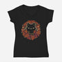 Autumn Leaves Wreath-Womens-V-Neck-Tee-xMorfina