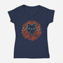 Autumn Leaves Wreath-Womens-V-Neck-Tee-xMorfina