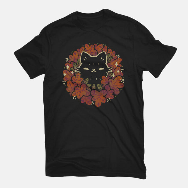 Autumn Leaves Wreath-Unisex-Basic-Tee-xMorfina