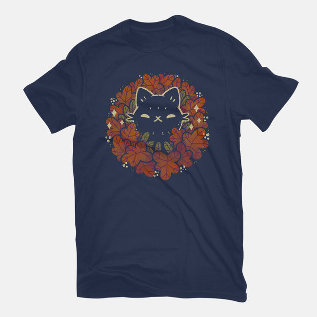 Autumn Leaves Wreath-Womens-Basic-Tee-xMorfina