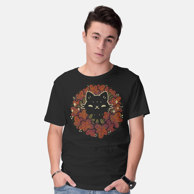 Autumn Leaves Wreath-Mens-Basic-Tee-xMorfina
