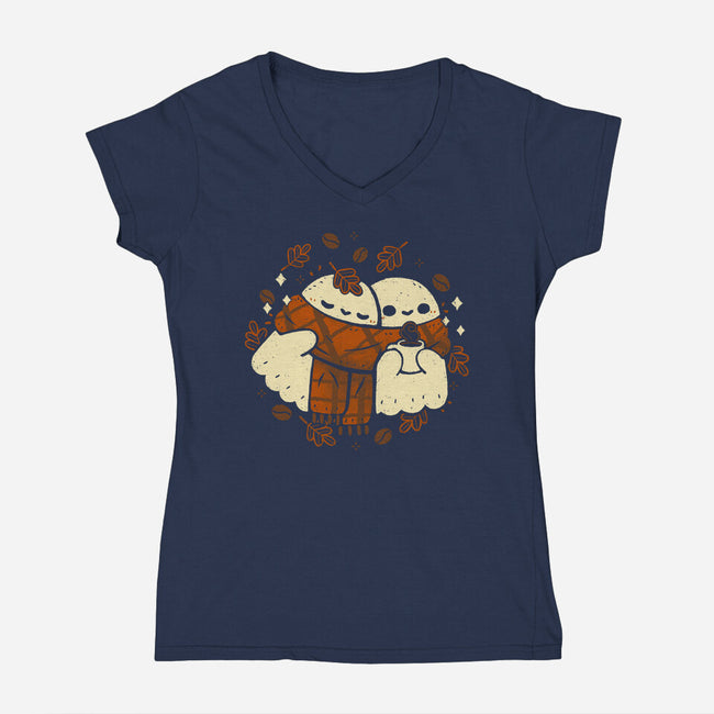 Autumn Vibes Cute Ghosts-Womens-V-Neck-Tee-xMorfina