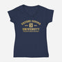 Oxford Comma University-Womens-V-Neck-Tee-kg07