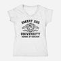 Smart Ass University-Womens-V-Neck-Tee-kg07