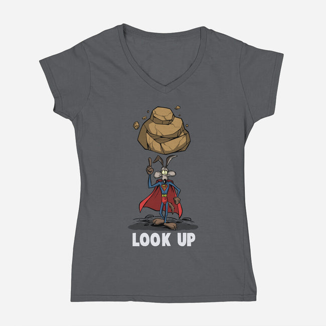 Quick Look Up-Womens-V-Neck-Tee-zascanauta