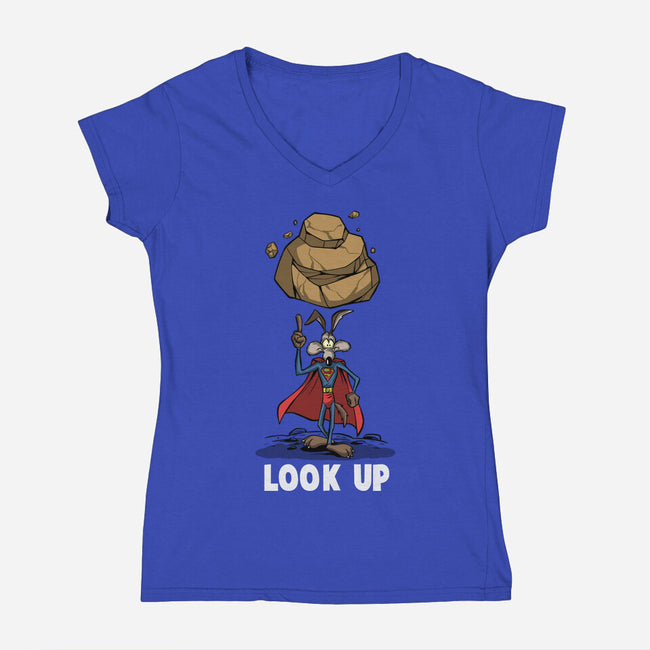 Quick Look Up-Womens-V-Neck-Tee-zascanauta
