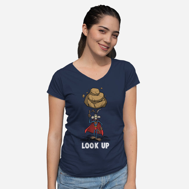 Quick Look Up-Womens-V-Neck-Tee-zascanauta