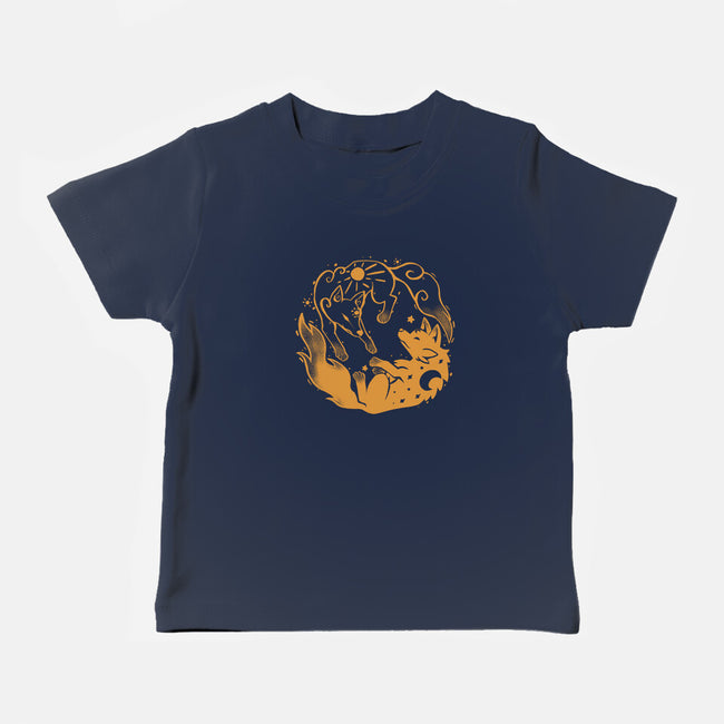 Sun And Moon Golden Wolves-Baby-Basic-Tee-TechraNova