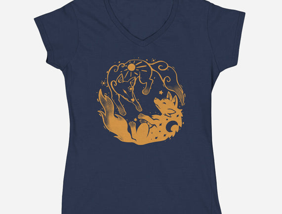 Sun And Moon Golden Wolves