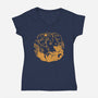 Sun And Moon Golden Wolves-Womens-V-Neck-Tee-TechraNova