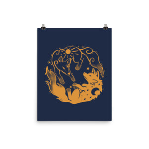 Sun And Moon Golden Wolves