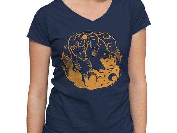 Sun And Moon Golden Wolves