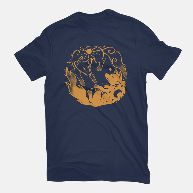 Sun And Moon Golden Wolves-Mens-Basic-Tee-TechraNova