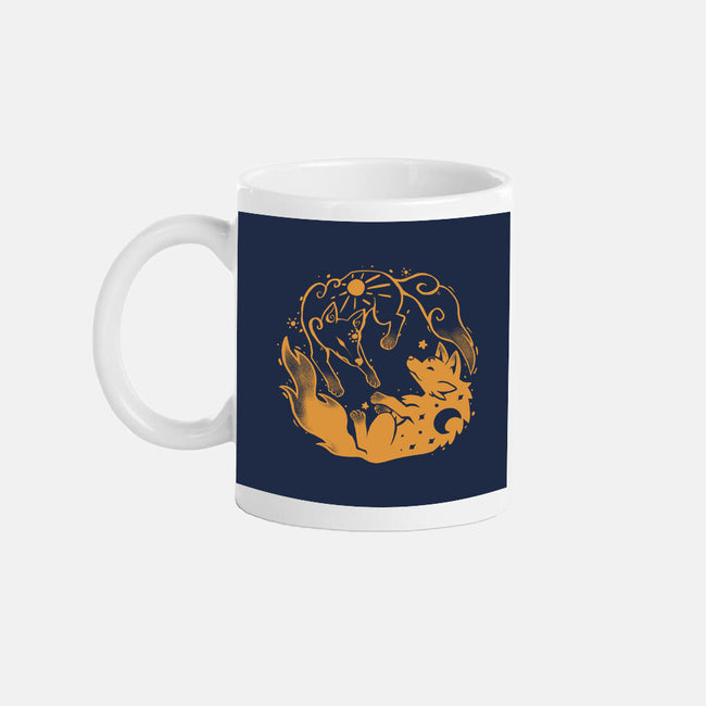 Sun And Moon Golden Wolves-None-Mug-Drinkware-TechraNova