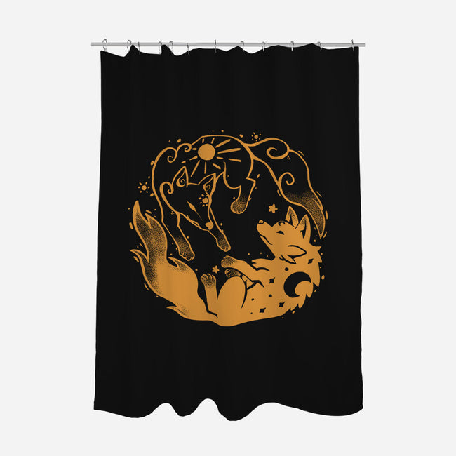 Sun And Moon Golden Wolves-None-Polyester-Shower Curtain-TechraNova