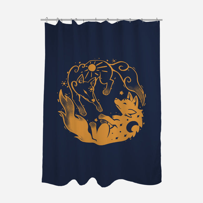Sun And Moon Golden Wolves-None-Polyester-Shower Curtain-TechraNova
