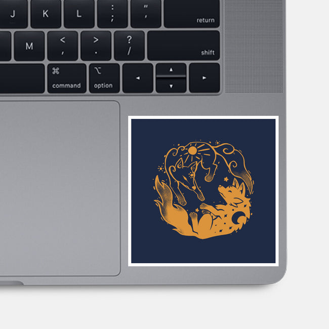 Sun And Moon Golden Wolves-None-Glossy-Sticker-TechraNova