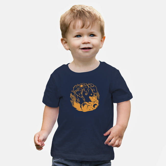 Sun And Moon Golden Wolves-Baby-Basic-Tee-TechraNova