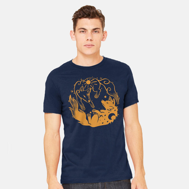 Sun And Moon Golden Wolves-Mens-Heavyweight-Tee-TechraNova