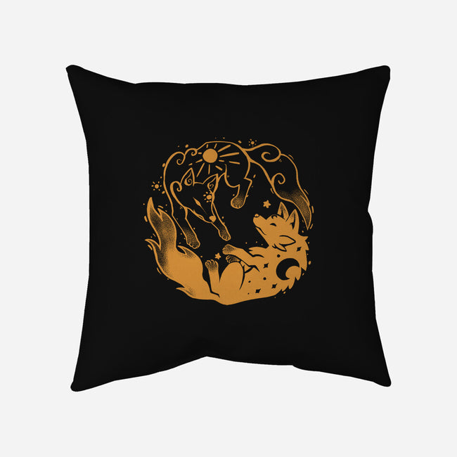 Sun And Moon Golden Wolves-None-Removable Cover w Insert-Throw Pillow-TechraNova