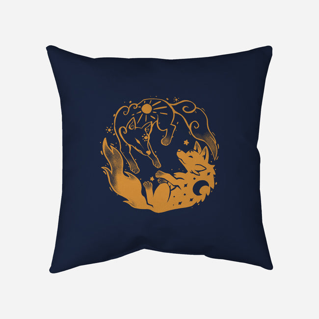 Sun And Moon Golden Wolves-None-Removable Cover w Insert-Throw Pillow-TechraNova