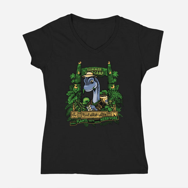 Veggiesaurian Garden-Womens-V-Neck-Tee-PrimePremne