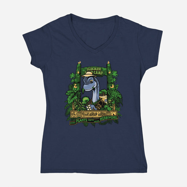 Veggiesaurian Garden-Womens-V-Neck-Tee-PrimePremne