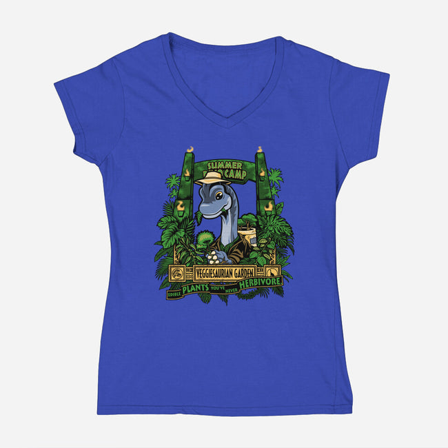 Veggiesaurian Garden-Womens-V-Neck-Tee-PrimePremne