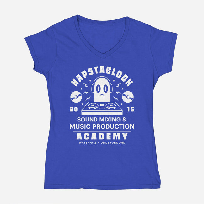 Napstablook Sound Mixing Emblem-Womens-V-Neck-Tee-LAGELANTEE