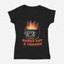 Burnt Out And Trashy-Womens-V-Neck-Tee-Lorets
