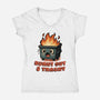 Burnt Out And Trashy-Womens-V-Neck-Tee-Lorets