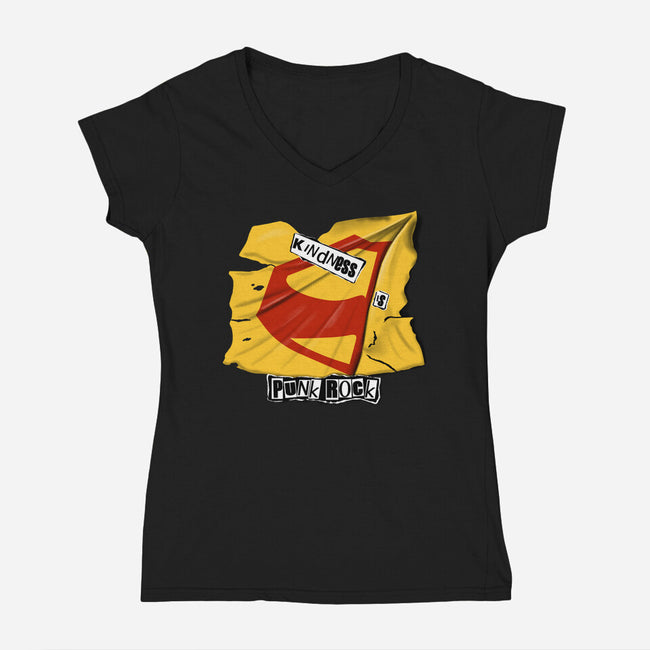 Kindness Is Punk Rock-Womens-V-Neck-Tee-Soletine
