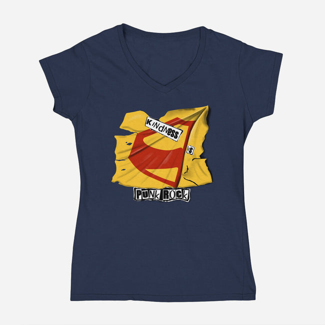 Kindness Is Punk Rock-Womens-V-Neck-Tee-Soletine