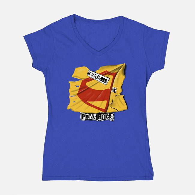 Kindness Is Punk Rock-Womens-V-Neck-Tee-Soletine