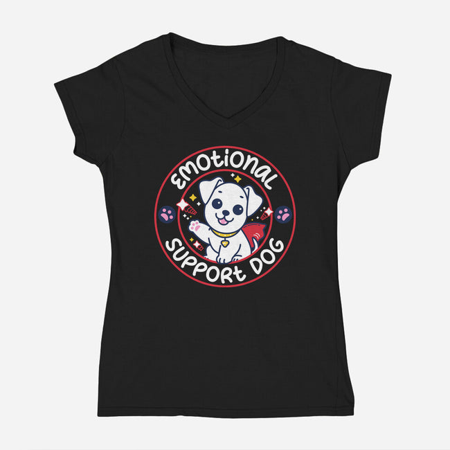 Emotional Support Dog-Womens-V-Neck-Tee-rocketman_art