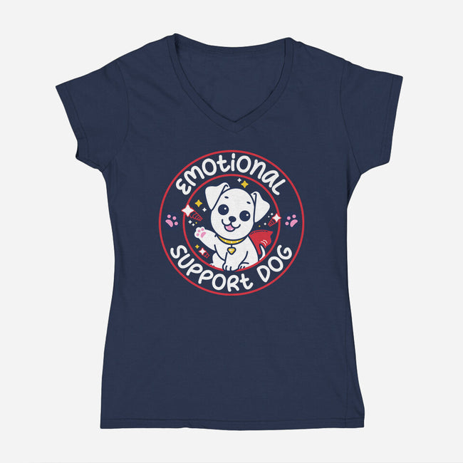 Emotional Support Dog-Womens-V-Neck-Tee-rocketman_art