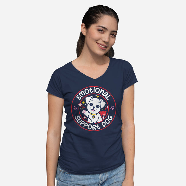 Emotional Support Dog-Womens-V-Neck-Tee-rocketman_art