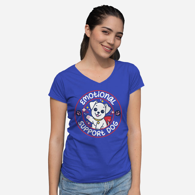 Emotional Support Dog-Womens-V-Neck-Tee-rocketman_art