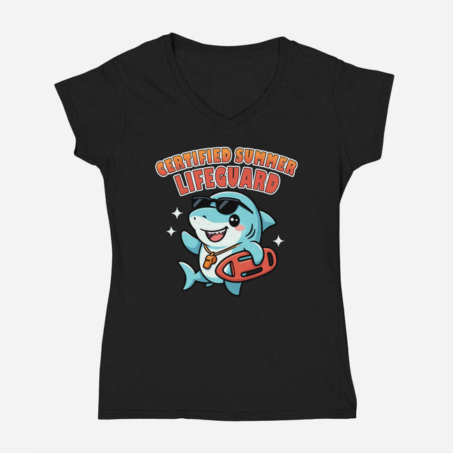 Certified Summer Lifeguard-Womens-V-Neck-Tee-Lorets