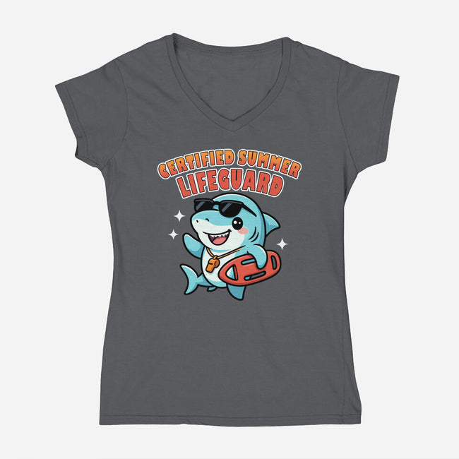 Certified Summer Lifeguard-Womens-V-Neck-Tee-Lorets