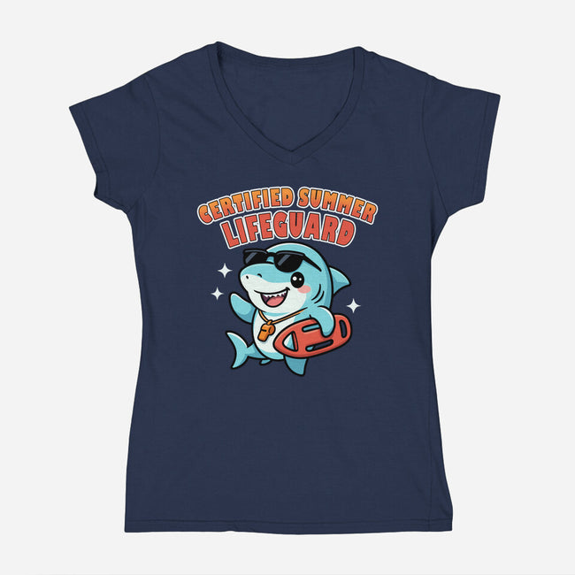 Certified Summer Lifeguard-Womens-V-Neck-Tee-Lorets